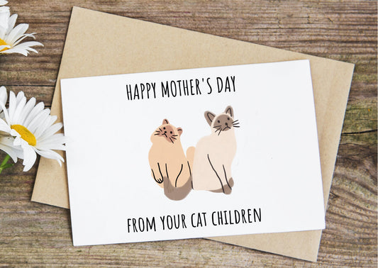 Cat children mother's day card