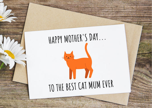 Best cat mum, mother's day card