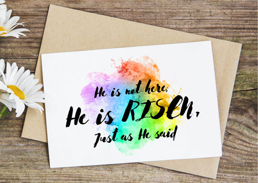 He is risen, Christian Easter card