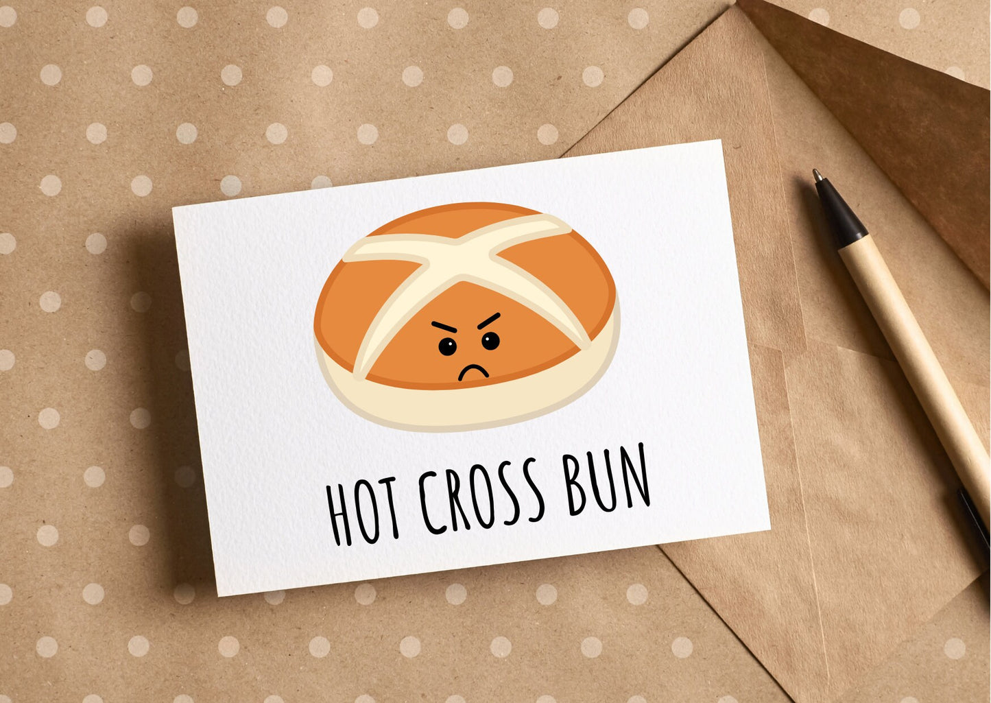 Hot cross bun, easter card