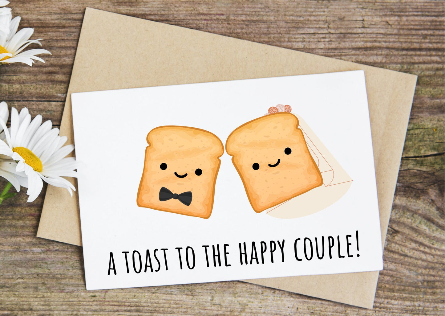 Toast to the happy couple, wedding card