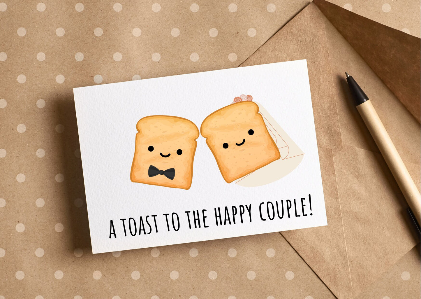 Toast to the happy couple, wedding card