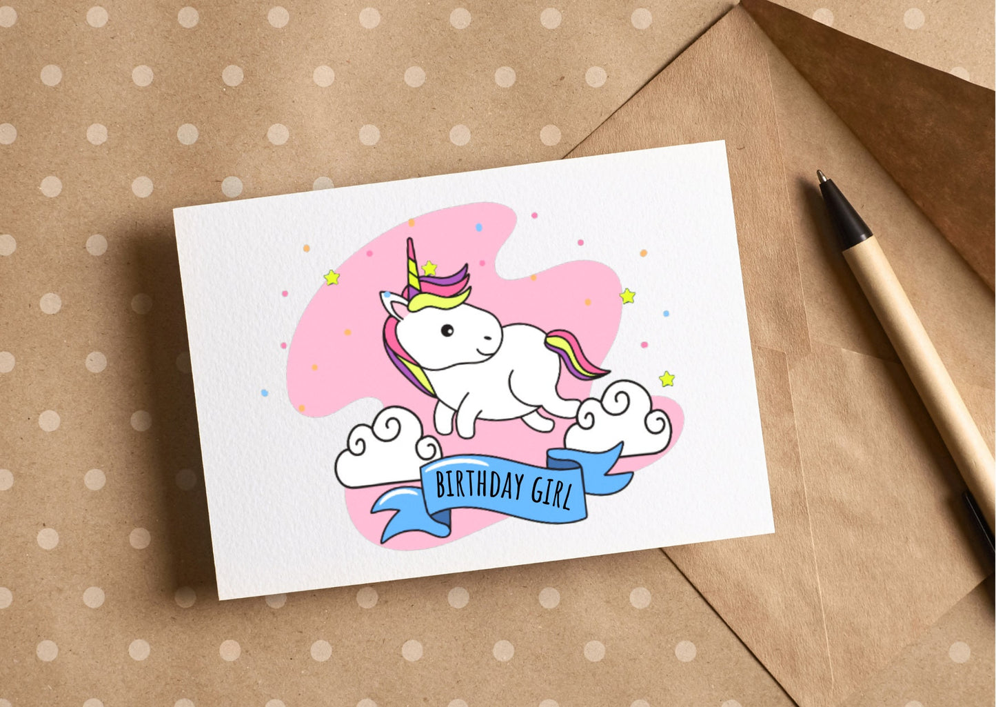 Birthday girl unicorn card