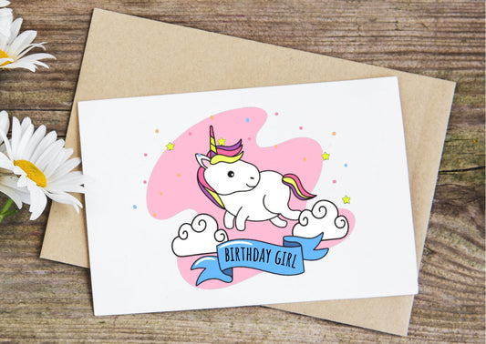 Birthday girl unicorn card