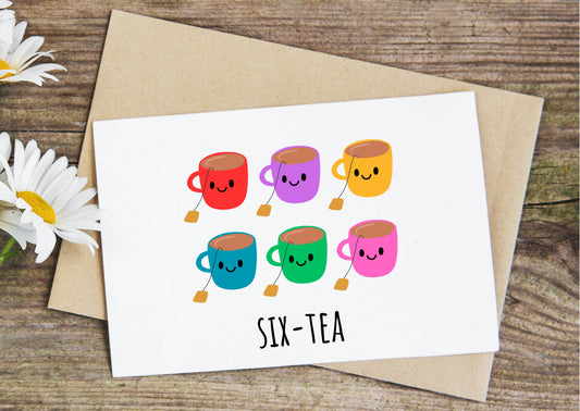 Six tea, 60th birthday card