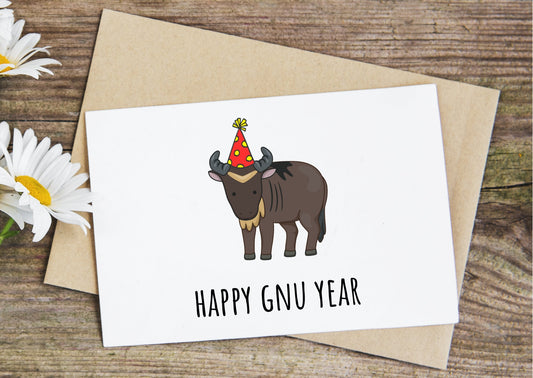 Happy Gnu Year, New Year's card