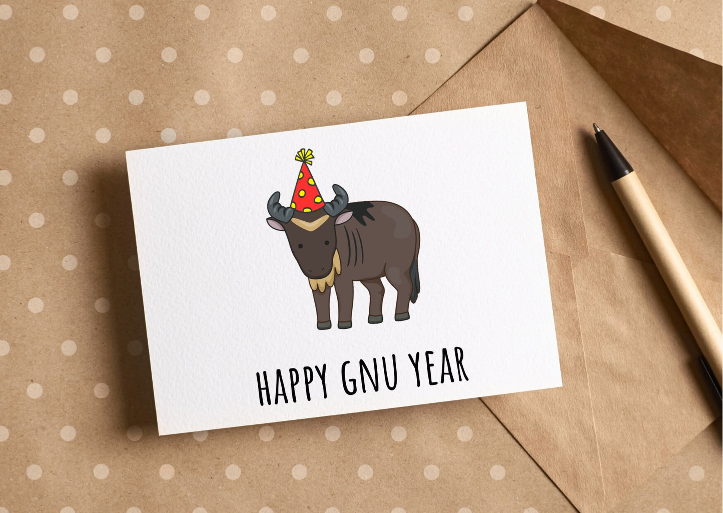 Happy Gnu Year, New Year's card