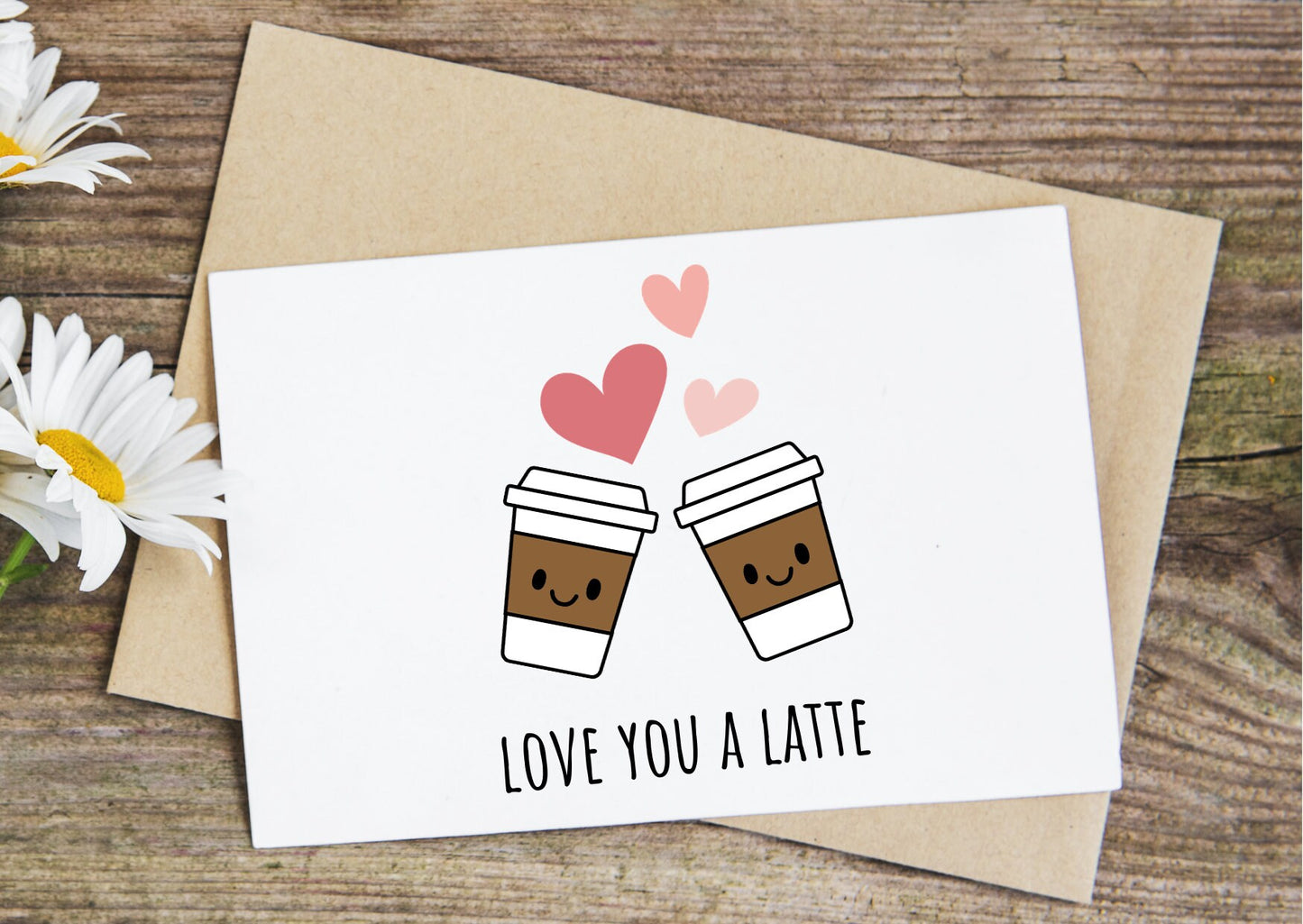 Love you a latte, coffee valentine's day card, anniversary card