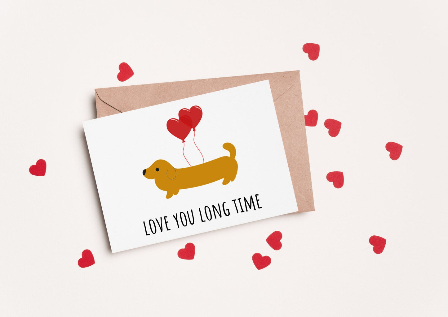 Love you long time, sausage dog valentine's day, anniversary card